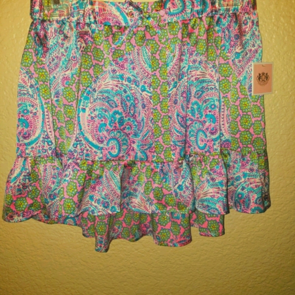 NWT Vintage Juicy Couture Pink Paisley Skirt. Fits XS/Small.